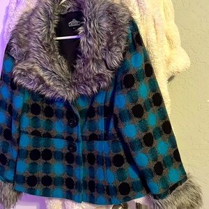 Multi-Tweed and Faux Fur Coat